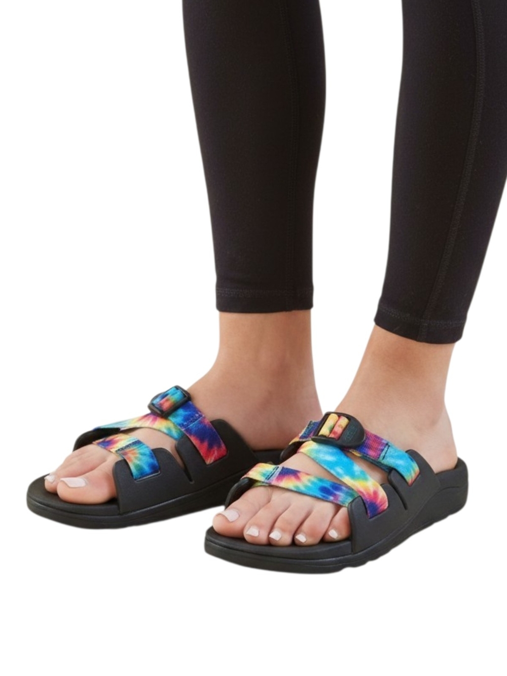 Chaco Tie Dye Double Strap Slide Sandals Rainbow Kids 6 Womens 8